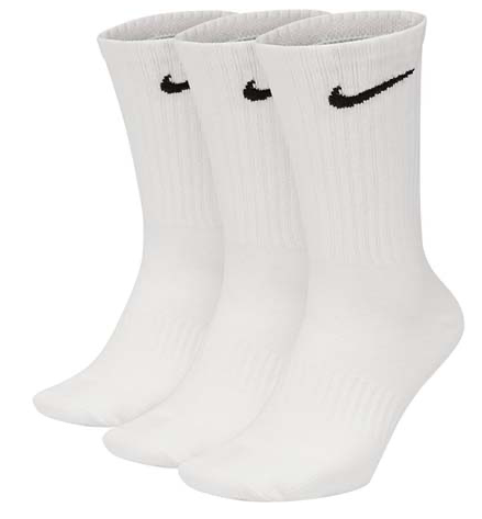 Nike Everyday Lightweight Dri Fit Crew Socks White 3 Pack Travel Skateshop